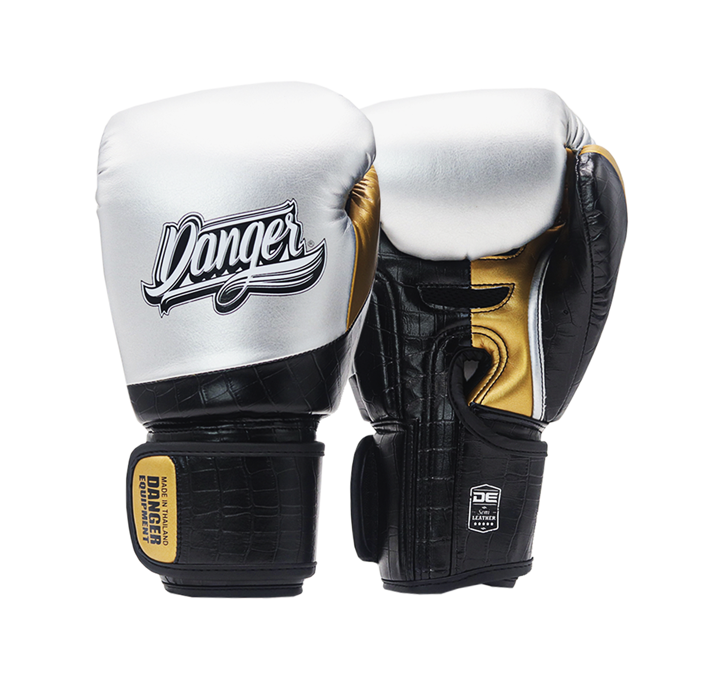 DANGER Boxing Gloves Evo 3.0 Silver/Black Crocodile/Gold
