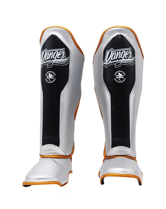 DANGER Shin Guards Evo 3.0 Silver/Black Croco/Gold