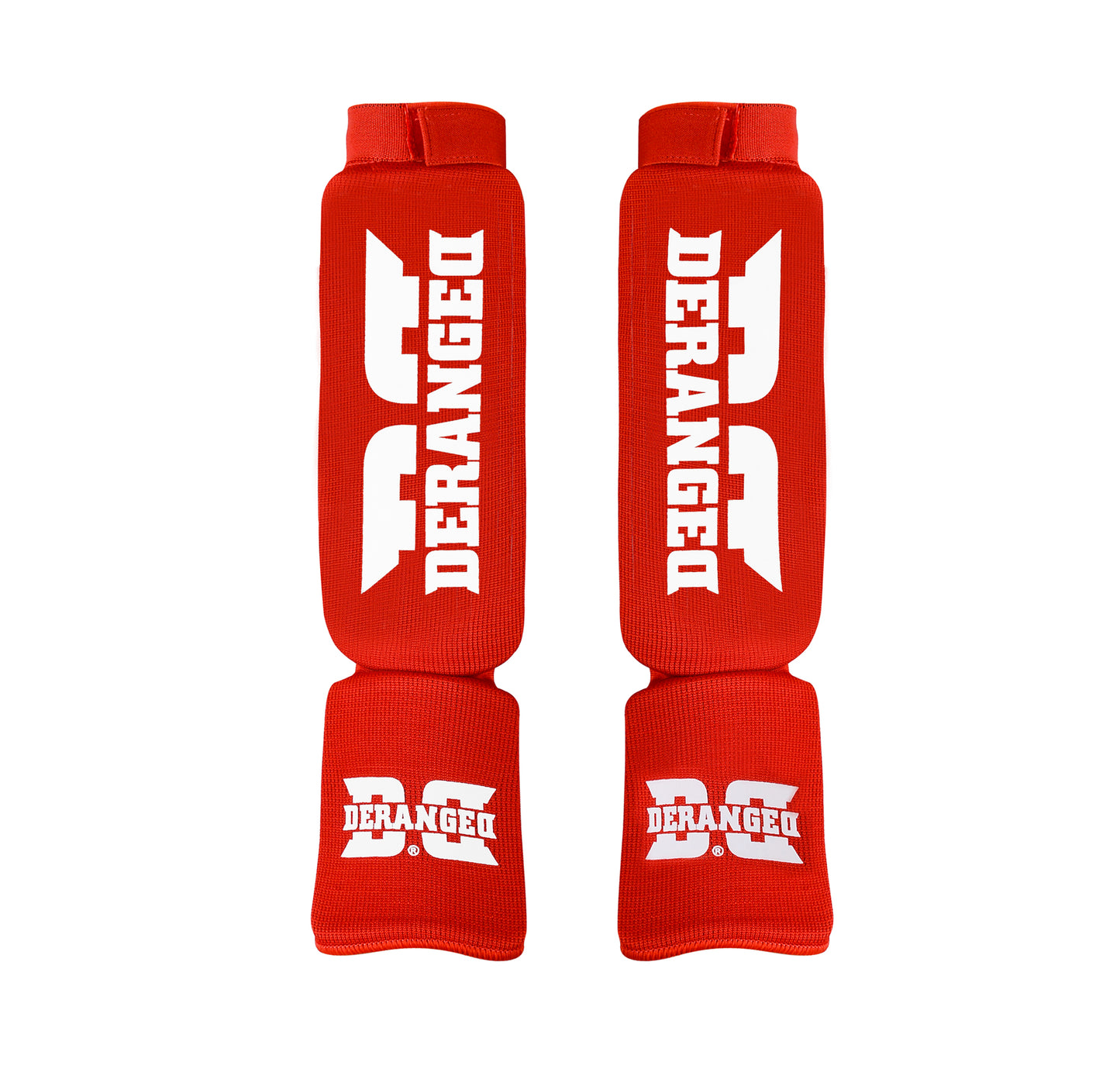 DERANGED Elastic Shin Guards Red