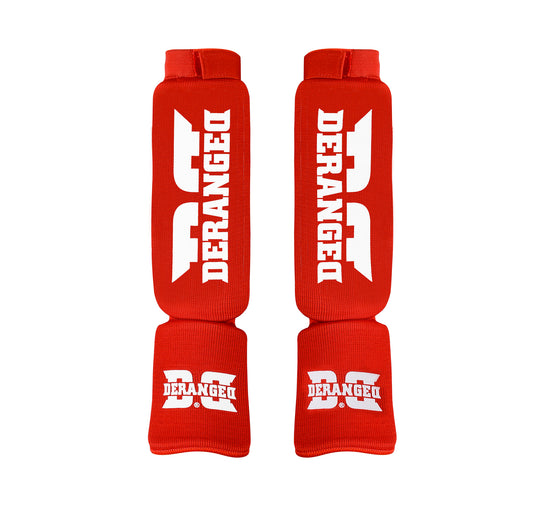 DERANGED Elastic Shin Guards Red