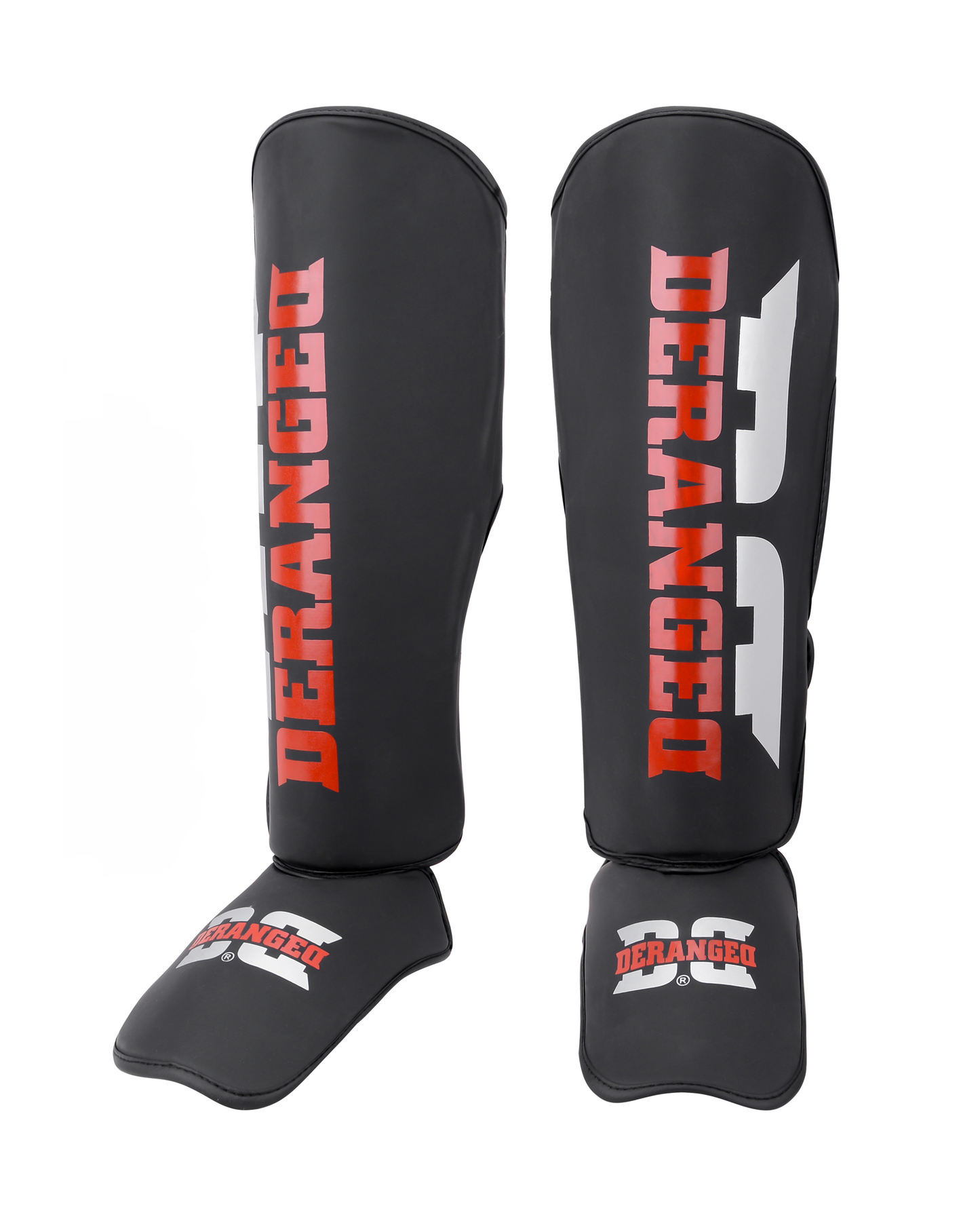 DERANGED Shin Guards Red in Black