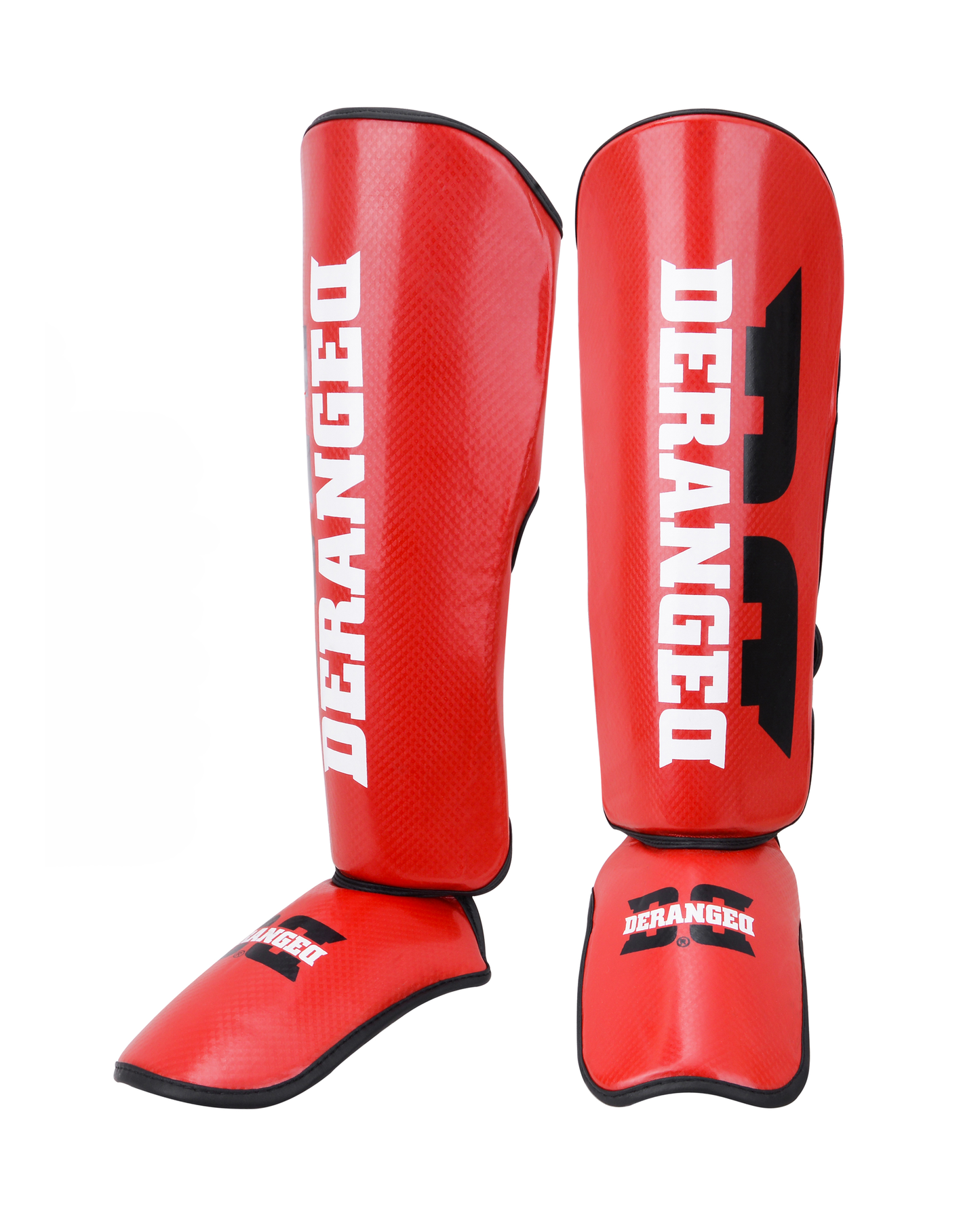 DERANGED Shin Guards Carbon Red