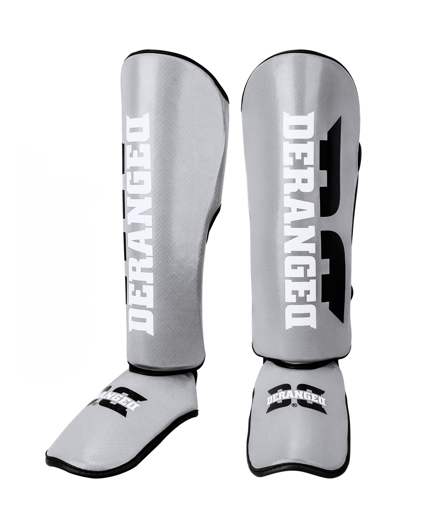DERANGED Shin Guards Carbon Silver