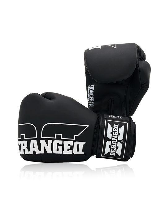 DERANGED Boxing Gloves White in Black