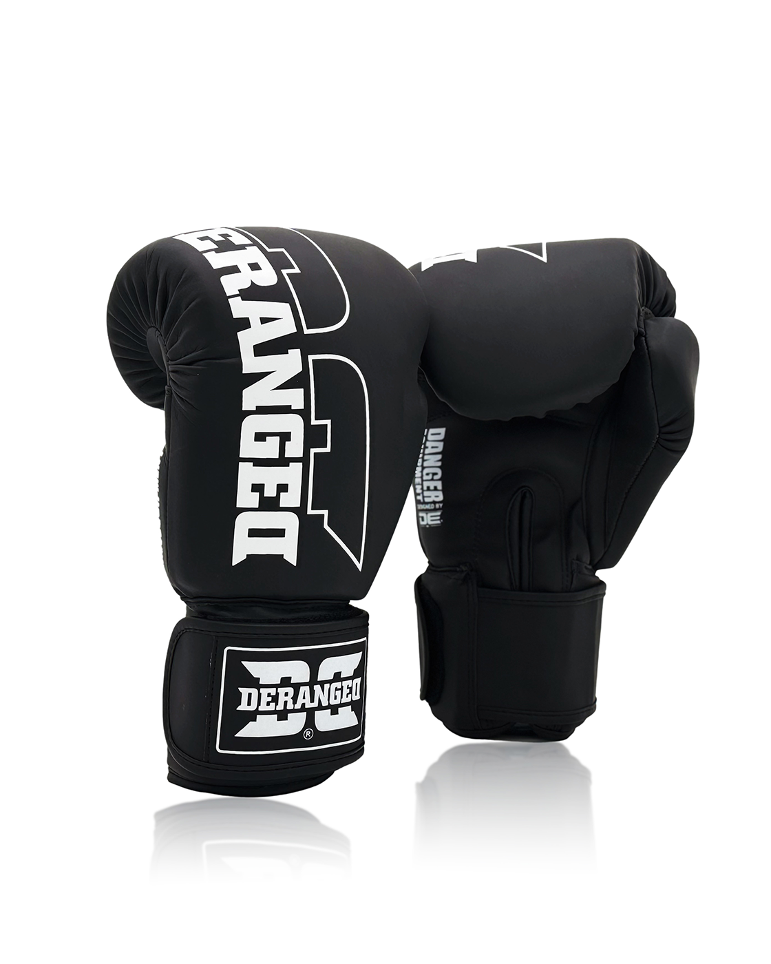 DERANGED Boxing Gloves White in Black