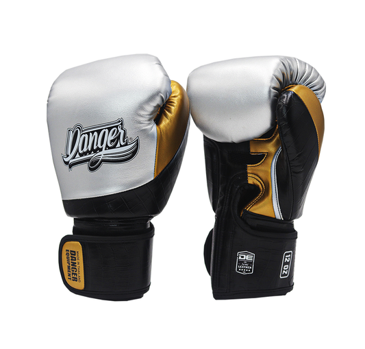DANGER Boxing Gloves Evo 3.0 Silver/Black Crocodile/Gold