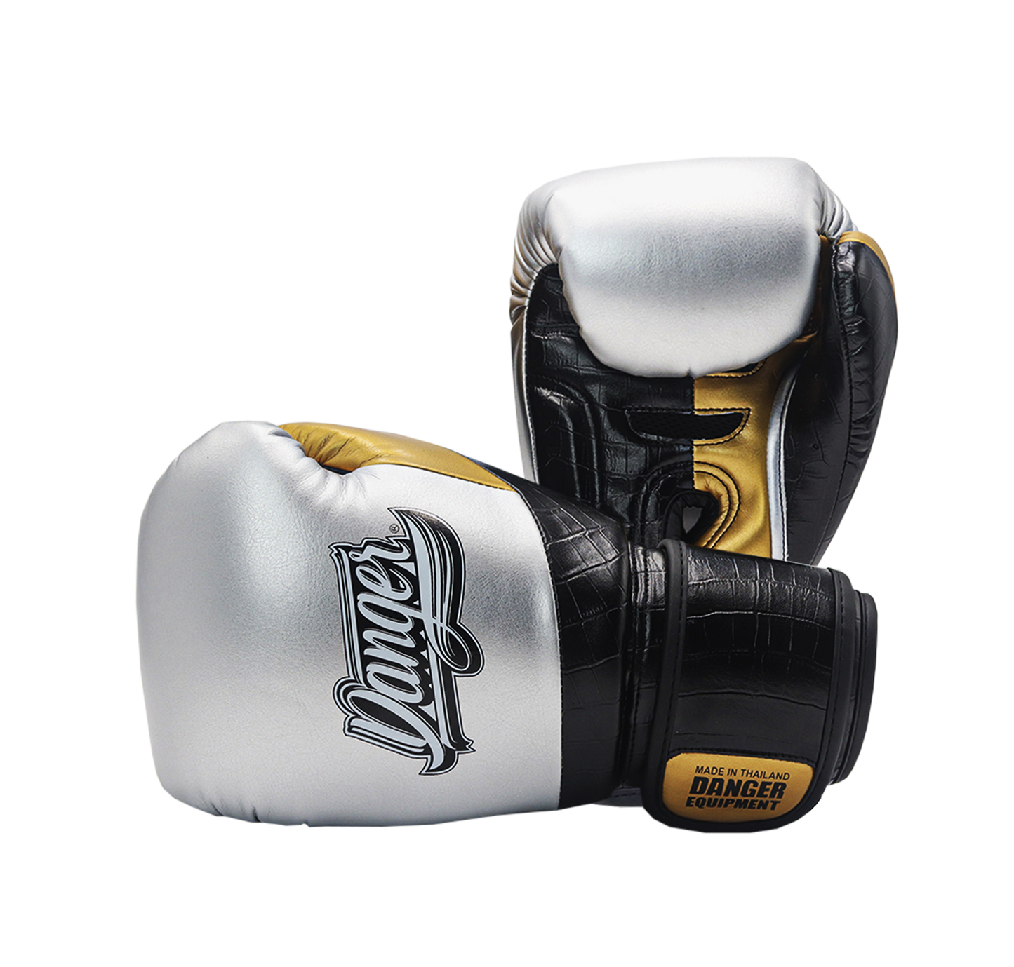 DANGER Boxing Gloves Evo 3.0 Silver/Black Crocodile/Gold