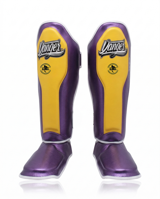 DANGER Shin Guards Evo 3.0 Met. Purple/Yellow/White