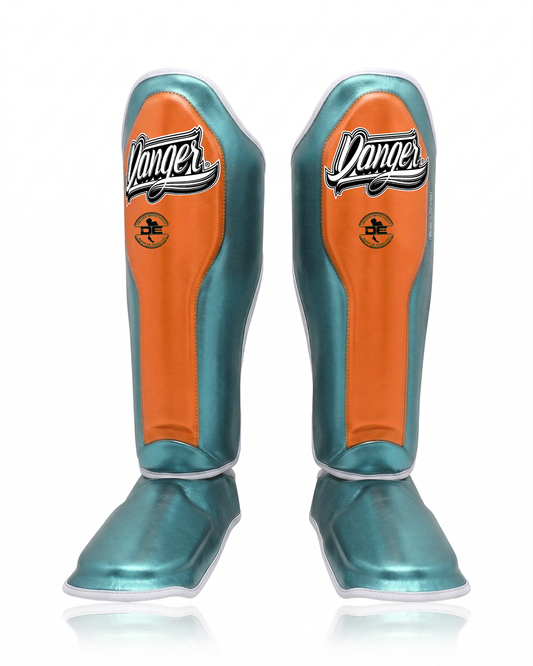 DANGER Shin Guards Evo 3.0 Met. Viridian/Orange/White