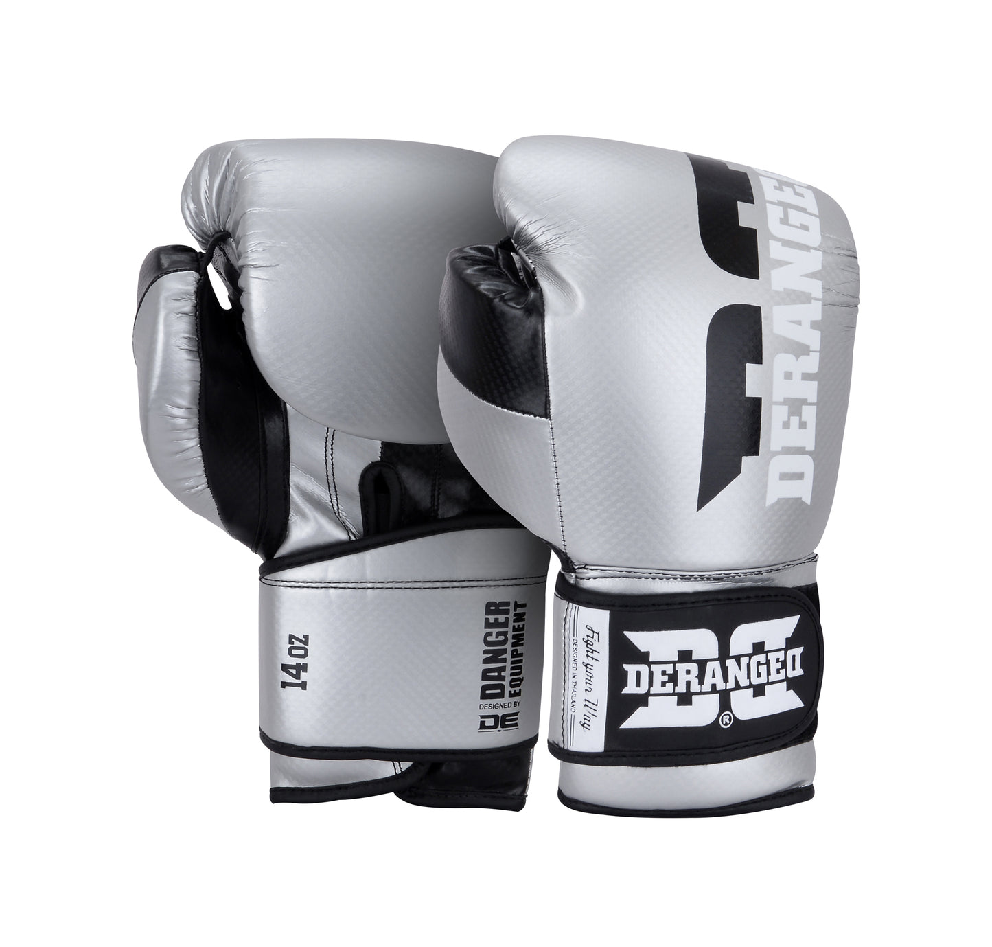 DERANGED Boxing Gloves Silver Carbon